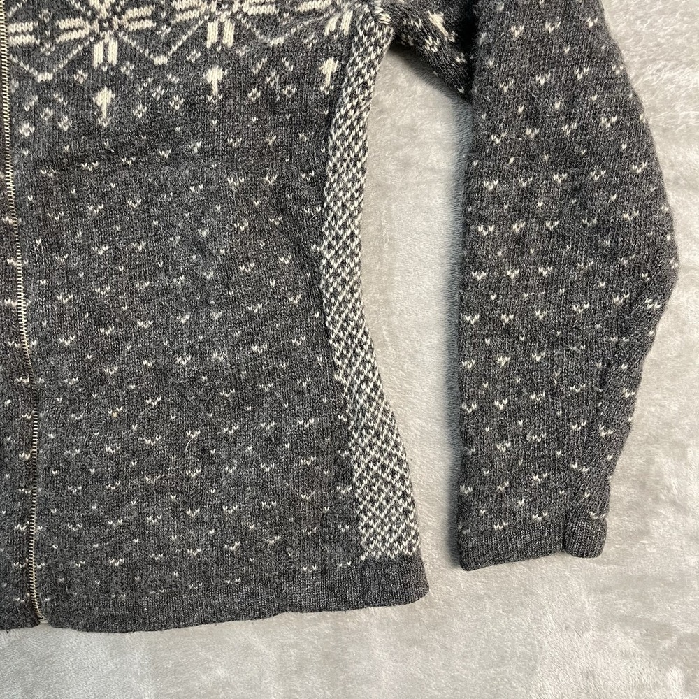 VTG Maurices Womens M Nordic Fair Isle Lambswool Blend Zip Cardigan Fur Collar - Picture 5 of 15